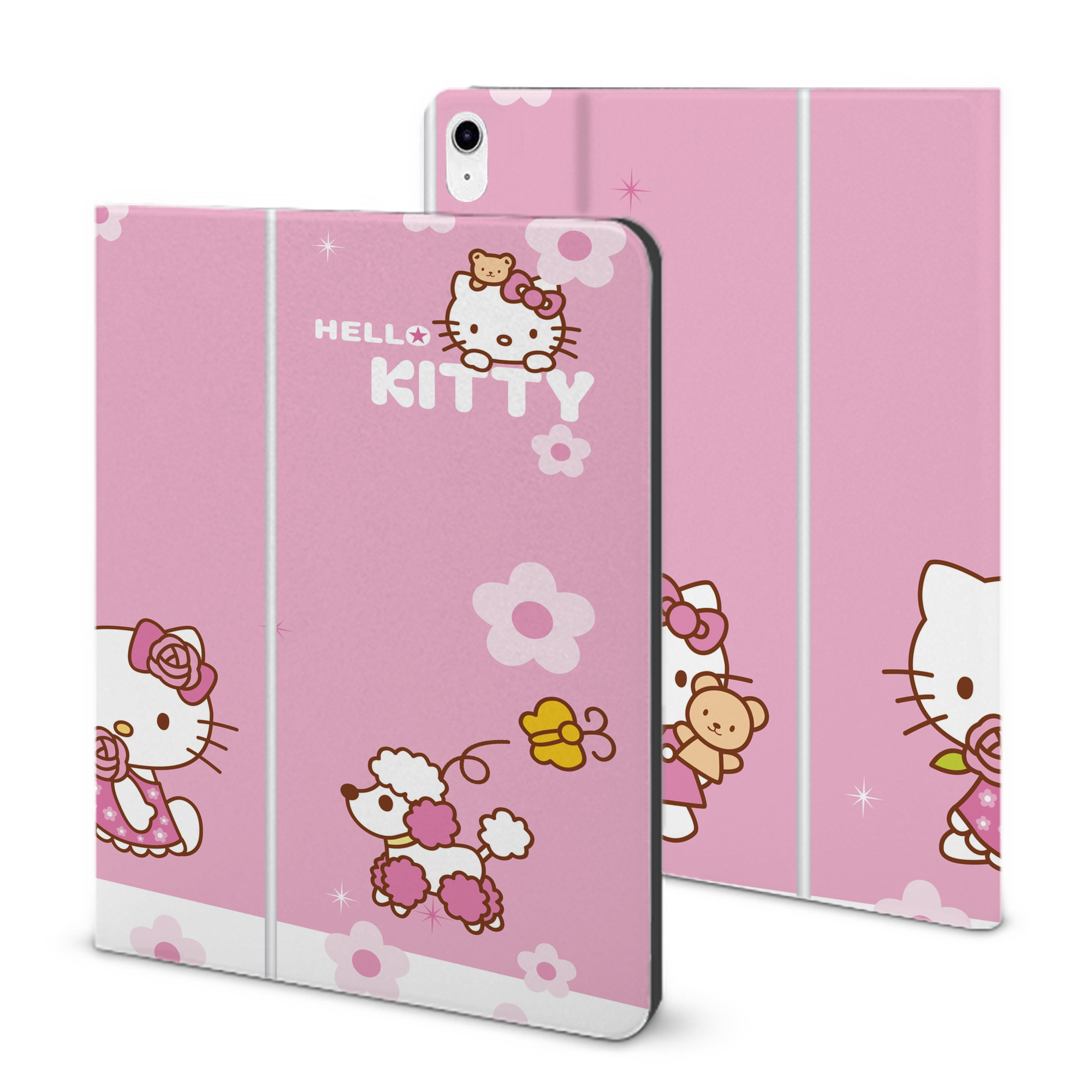 （画像用） Hello Kitty ハローキティ IPad ケース ブック型 PUレザー TPU 耐衝撃 軽量 薄型 ペン収納なし 全面保護 IPad 各モデル対応
